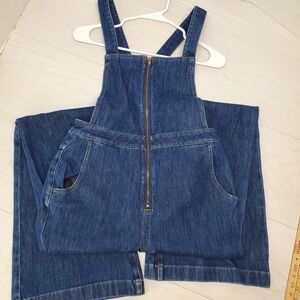 Silver Jeans Dark Blue Denim Overalls with Front Zip